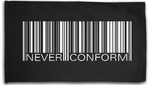 Fahne / Flagge (ca. 150x100cm): Barcode - Never conform