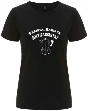 tailliertes Fairtrade T-Shirt: Barista Barista Antifascista