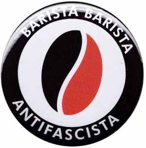 37mm Magnet-Button: Barista Barista Antifascista (Bohne)