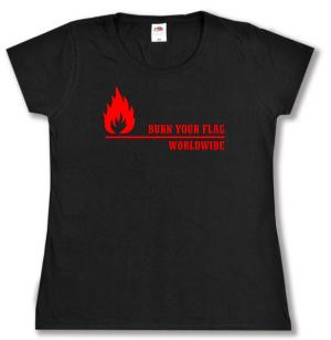 tailliertes T-Shirt: Burn your flag - worldwide (red)
