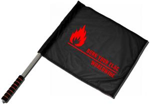 Fahne / Flagge (ca. 40x35cm): Burn your flag - worldwide (red)