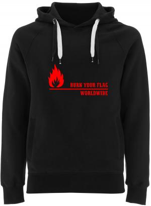 Fairtrade Pullover: Burn your flag - worldwide (red)