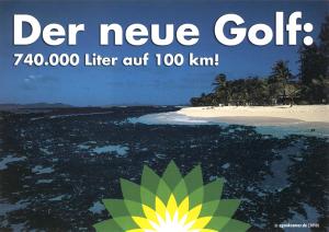 Postkarte: Der neue Golf: 740.000 Liter auf 100km!