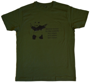 Fairtrade T-Shirt: destroy racism - be like a panda