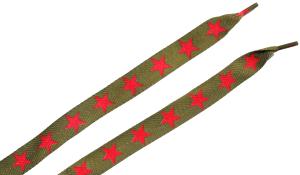 Schnürsenkel: Dunkelgrüne Schnürsenkel mit roten Sternen