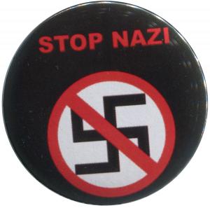 37mm Magnet-Button: Durchgestrichenes Hakenkreuz - Stop Nazi