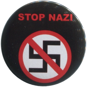 50mm Button: Durchgestrichenes Hakenkreuz - Stop Nazi