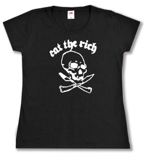 tailliertes T-Shirt: Eat the rich (Totenkopf)