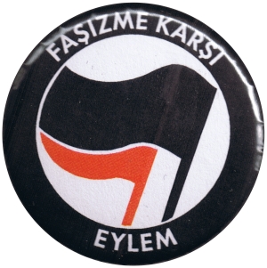 37mm Button: Fasizme Karsi Eylem (schwarz/rot)