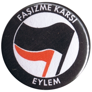 25mm Magnet-Button: Fasizme Karsi Eylem (schwarz/rot)