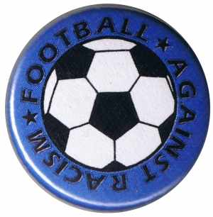 50mm Magnet-Button: Football against racism (blau)