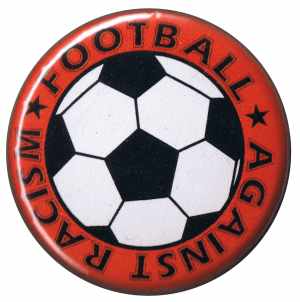 50mm Magnet-Button: Football against racism (rot)