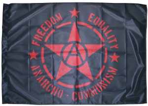 Fahne / Flagge (ca. 150x100cm): Freedom - Equality - Anarcho - Communism