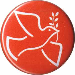 25mm Magnet-Button: Friedenstaube mit Zweig (rot)
