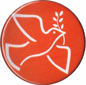 50mm Button: Friedenstaube mit Zweig (rot)