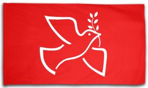Fahne / Flagge (ca. 150x100cm): Friedenstaube mit Zweig (rot)