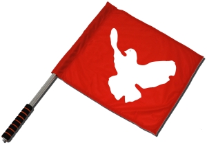 Fahne / Flagge (ca. 40x35cm): Friedenstaube (rot)