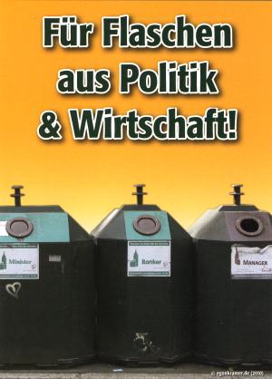 Postkarte: Für Flaschen aus Politik und Wirtschaft!