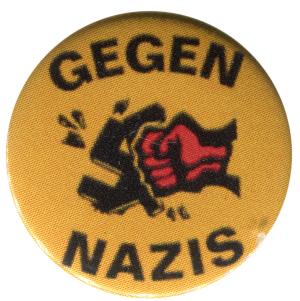37mm Button: Gegen Nazis - gelb