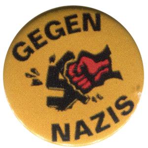 50mm Button: Gegen Nazis - gelb