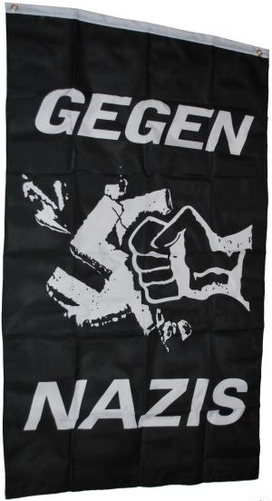 Fahne / Flagge (ca. 150x100cm): Gegen Nazis (hochkant)