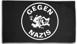 Fahne / Flagge (ca. 150x100cm): Gegen Nazis (rund)