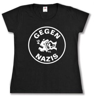 tailliertes T-Shirt: Gegen Nazis (rund)
