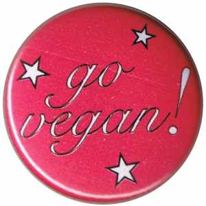 25mm Button: Go Vegan! pink stars
