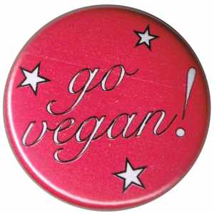 25mm Magnet-Button: Go Vegan! pink stars