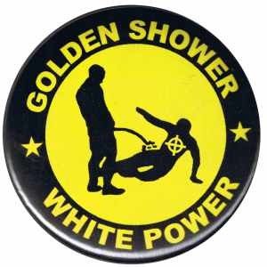 37mm Magnet-Button: Golden Shower white power