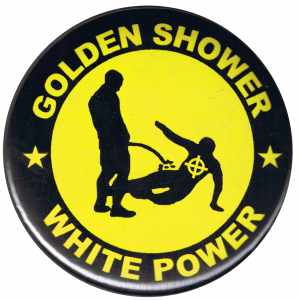 50mm Button: Golden Shower white power