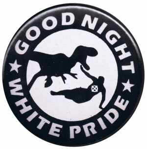 50mm Button: Good night white pride - Dinosaurier