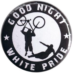 37mm Button: Good night white pride (Fahrrad)