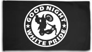Fahne / Flagge (ca. 150x100cm): Good night white pride - Motorrad