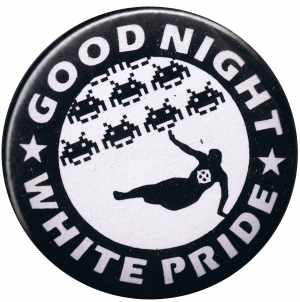 50mm Button: Good night white pride - Space Invaders