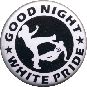 37mm Magnet-Button: Good night white pride (weiß/schwarz)