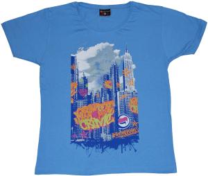 tailliertes T-Shirt: Graffiti Crime light blue