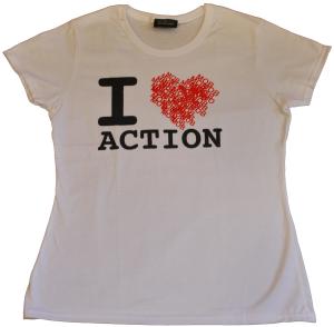 tailliertes T-Shirt: heart - white