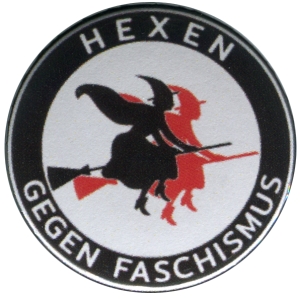 37mm Button: Hexen gegen Faschismus (schwarz/rot)