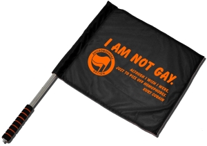 Fahne / Flagge (ca. 40x35cm): I am not Gay.