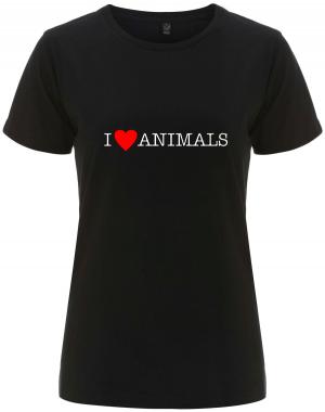 tailliertes Fairtrade T-Shirt: I love Animals