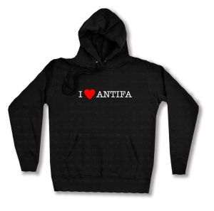 taillierter Kapuzen-Pullover: I love Antifa