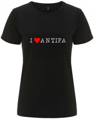 tailliertes Fairtrade T-Shirt: I love Antifa