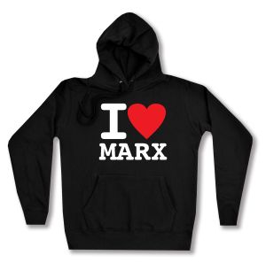 taillierter Kapuzen-Pullover: I love Marx