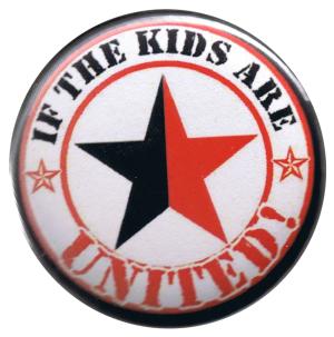 37mm Button: If the kids are united (schwarz/roter Stern)