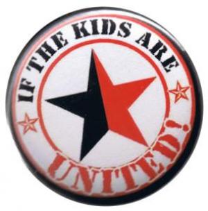 37mm Magnet-Button: If the kids are united (schwarz/roter Stern)