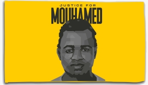 Fahne / Flagge (ca. 150x100cm): Justice for Mouhamed