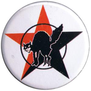 37mm Button: Katze mit schwarz/rotem Stern