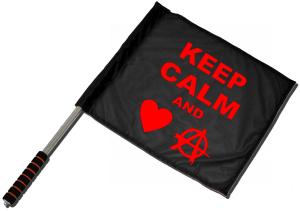 Fahne / Flagge (ca. 40x35cm): Keep calm and love anarchy