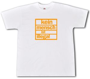 T-Shirt: Kein Mensch ist illegal (orange/weiß)